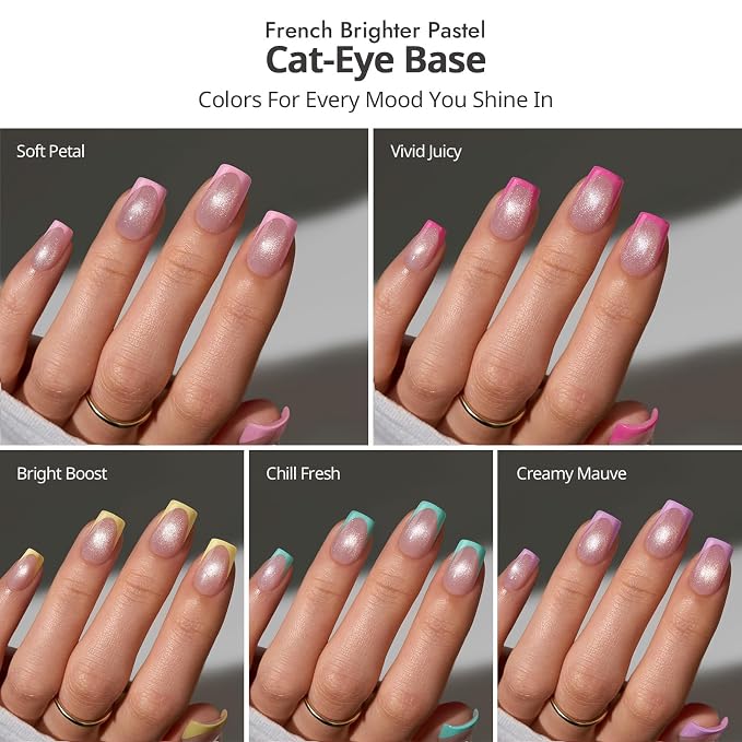 04 S - Square Brighter Pastel French in Cat Eye Base