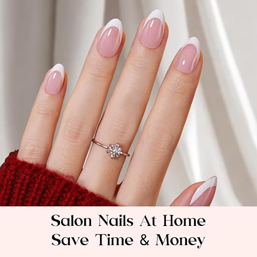 B - Press On Nail Kit | Short Amlond | Pink French