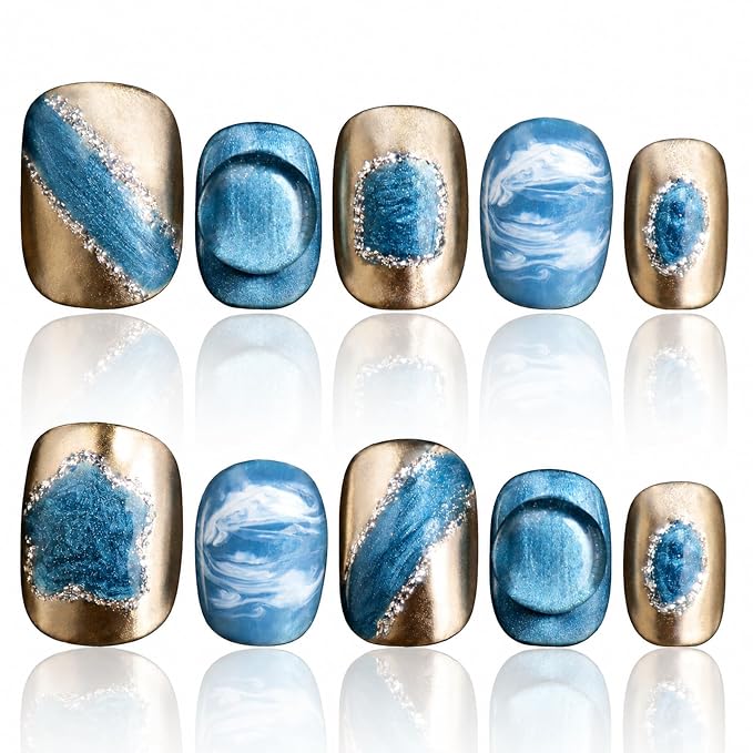 Blue press on nails