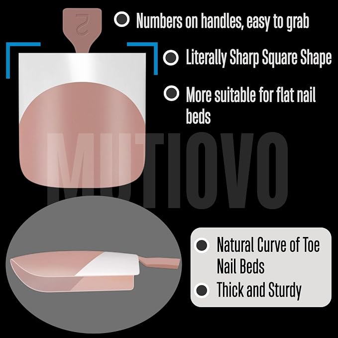 Sharp Square French tip Toe Nail Tips Brown Pink