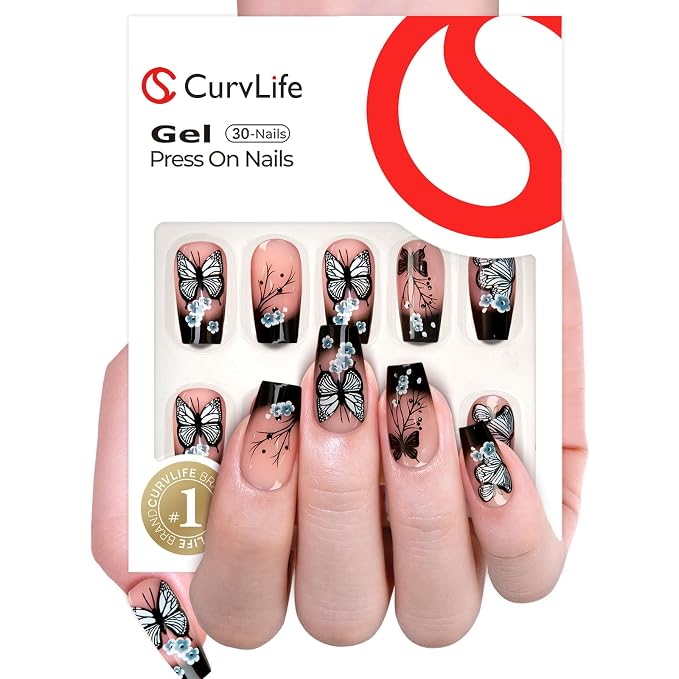 black butterfly nails