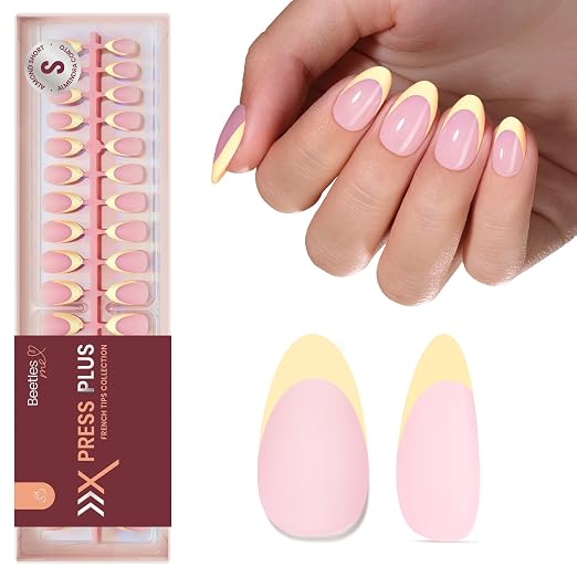 5 - Press On Nails Only | Short Amlond | Yellow French