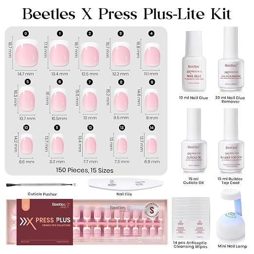 A - Press On Nail Kit | Short Square | Pink French