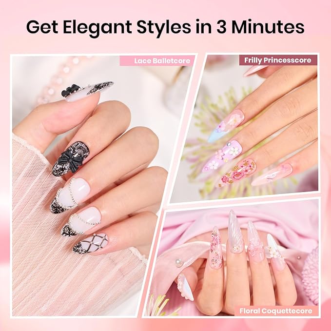 2Pcs Nail Foil Glue with Lace Stickers