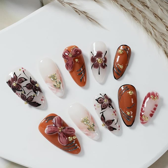 Orange Pink Flower Glaze