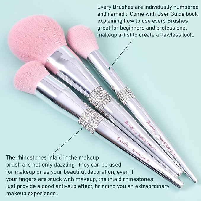 15Pcs Silver Pink+Holder