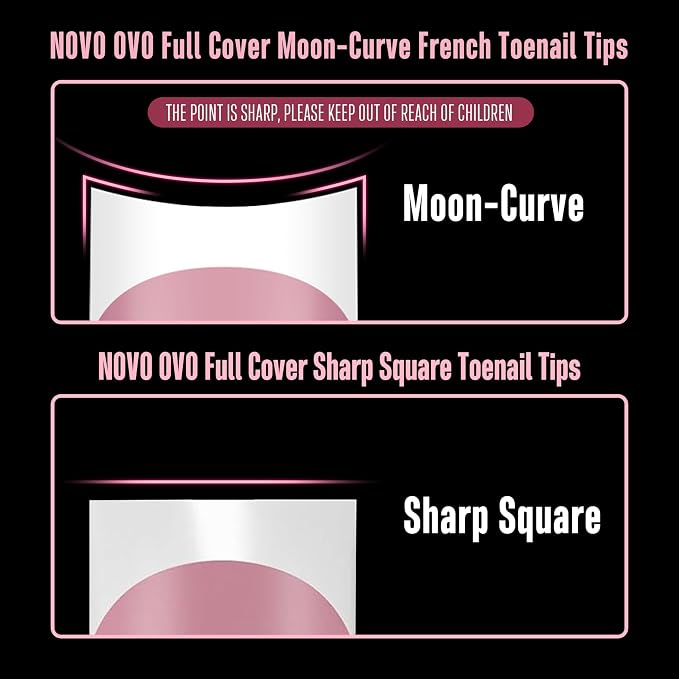 Short Sharp Square Toe Nail Tips with Moon Curve White French Tip Berry Pink