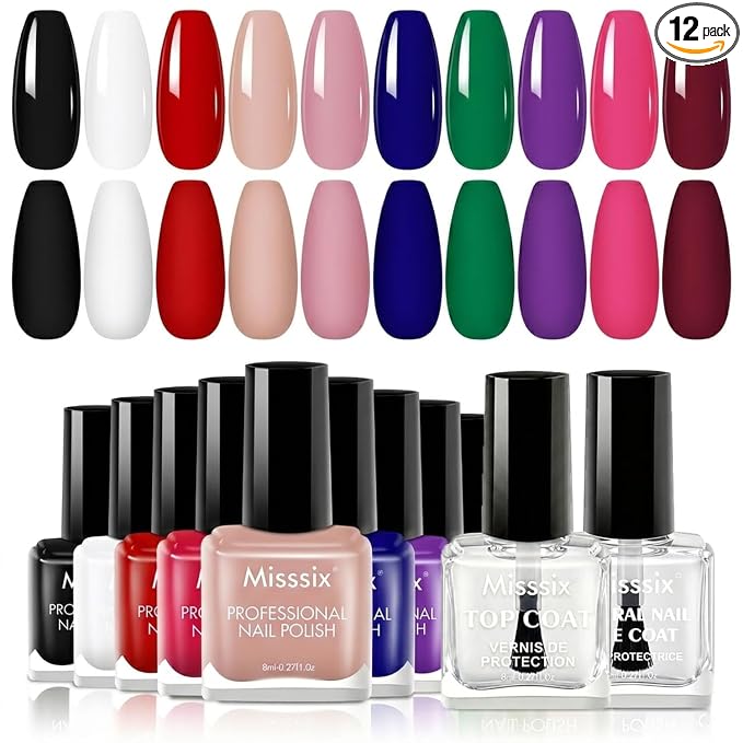 10 colors+2top&base nail polish set