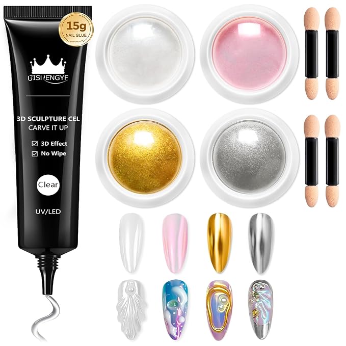 Gold Silver White&Pink chrome nail powder