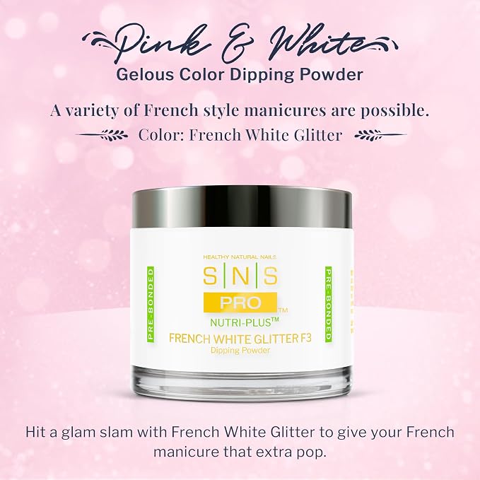French White Glitter Dip Powder F3