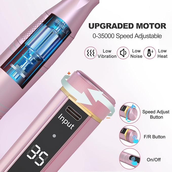 Cordless Pink Nail Drill