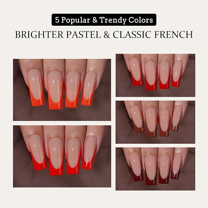 05 L - Square Red French in Nude Base