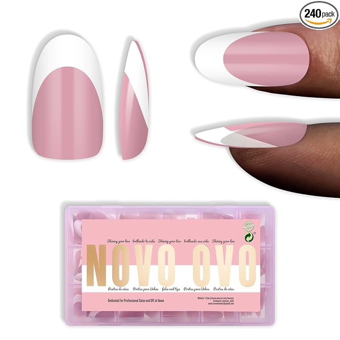 Oval White French Tip Berry Pink