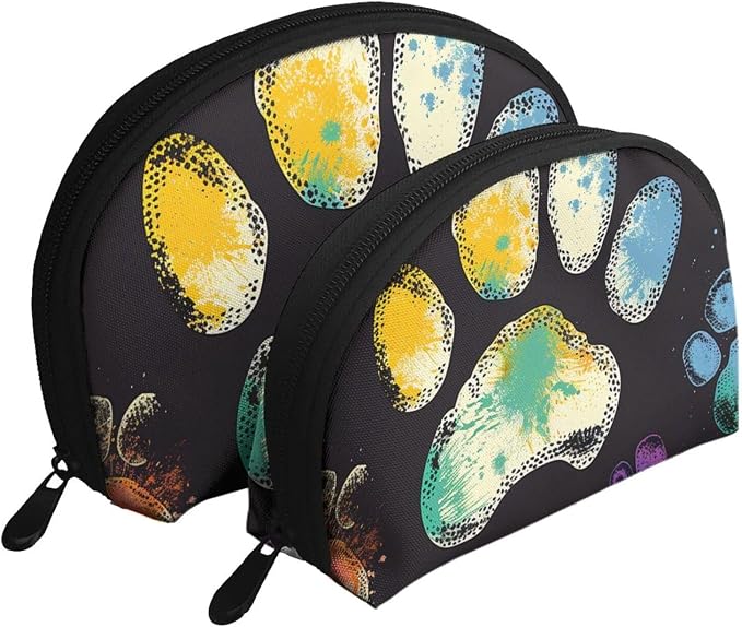 Colorful Dog Paw Print Black