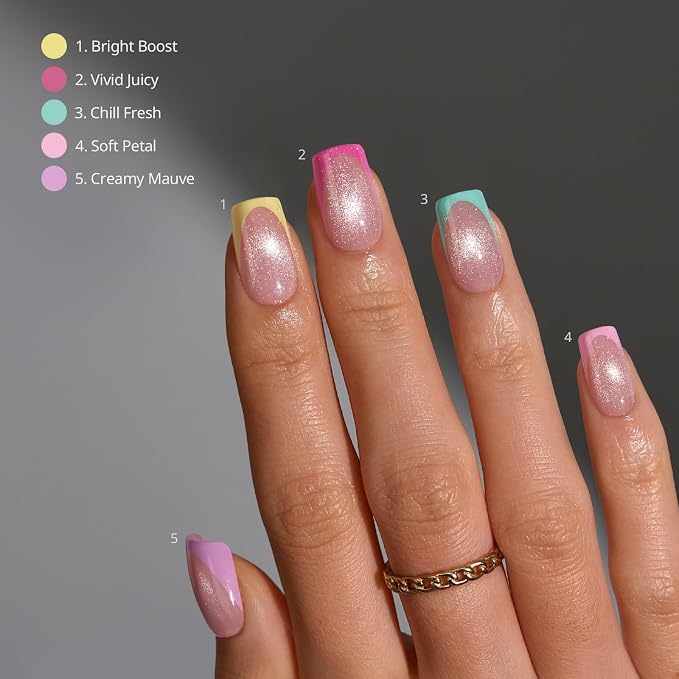 04 S - Square Brighter Pastel French in Cat Eye Base