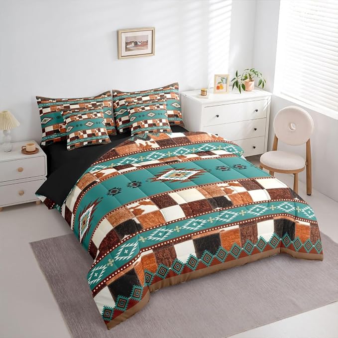 Teal,brown,white,black