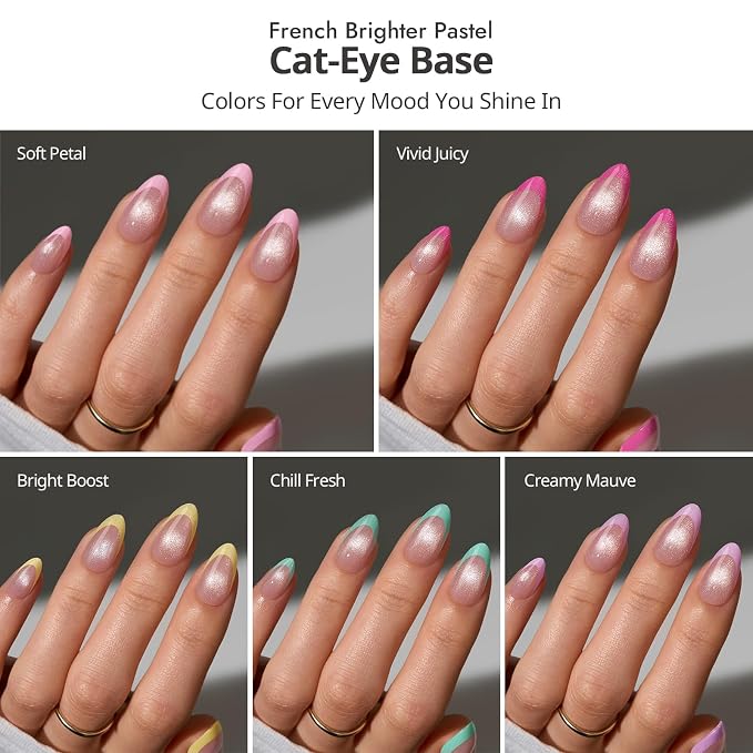 04 S - Almond Brighter Pastel French in Cat Eye Base