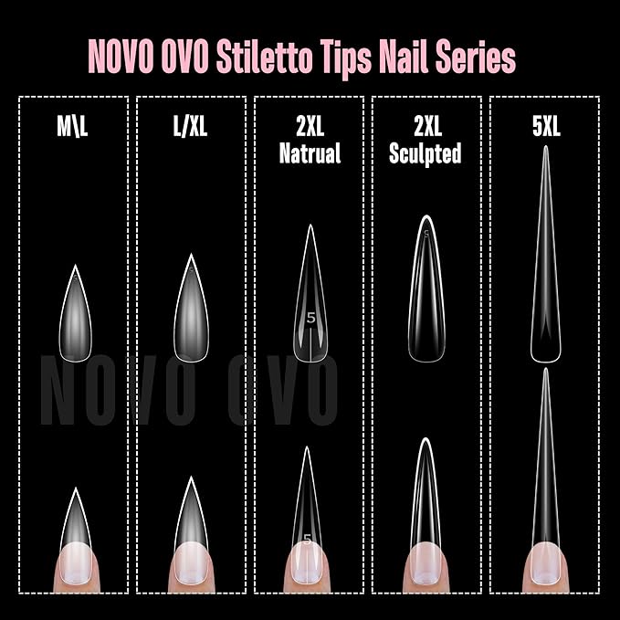 Medium / Long Clear Sharp Stiletto Nail Tips 224
