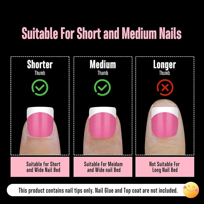 XXS Extra Short Square Round White French Tip ROSE PINK