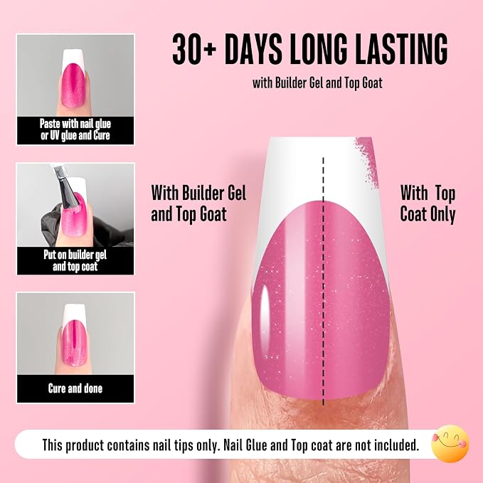 Coffin White French Tip Rose Pink