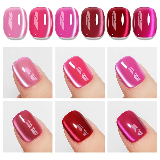 6 Colors Neon Pink Cat Eye Gel