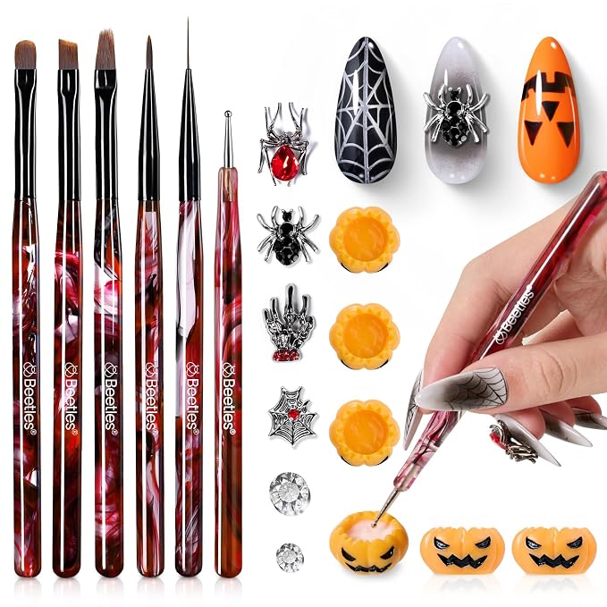 9-Versatile Nail Art Brushes | 6pcs Rainbow Pastel