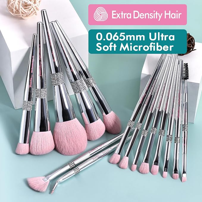 15Pcs Silver Pink+Holder