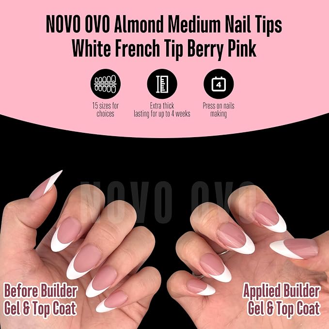 Almond White French Tip Berry Pink