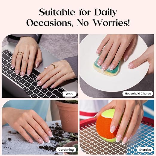 2 - Press On Nails Only | Short Amlond | Pink French
