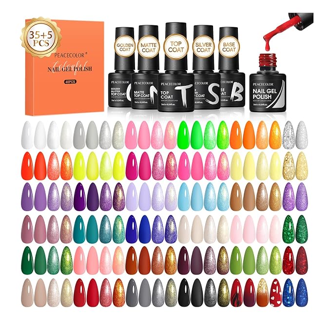 35Pcs Neon Colors+ 5Pcs Top Base Coat