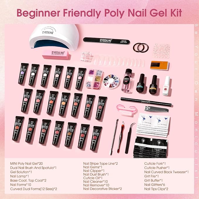 20pcs Poly Nail Gel 48W Nail Lamp Set
