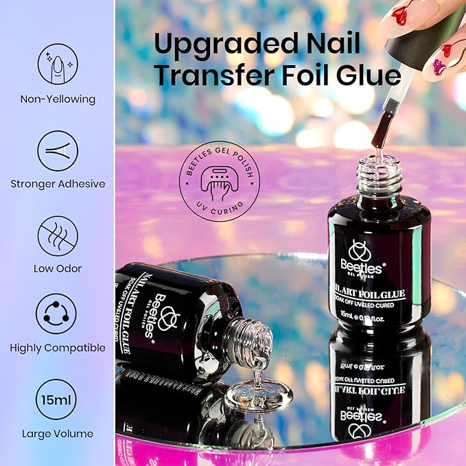 Nail Foil Glue 2Pcs with Lace Stickers