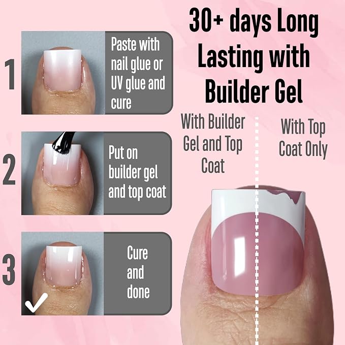 Sharp Square Toe Nail tips Ombre Baby Pink