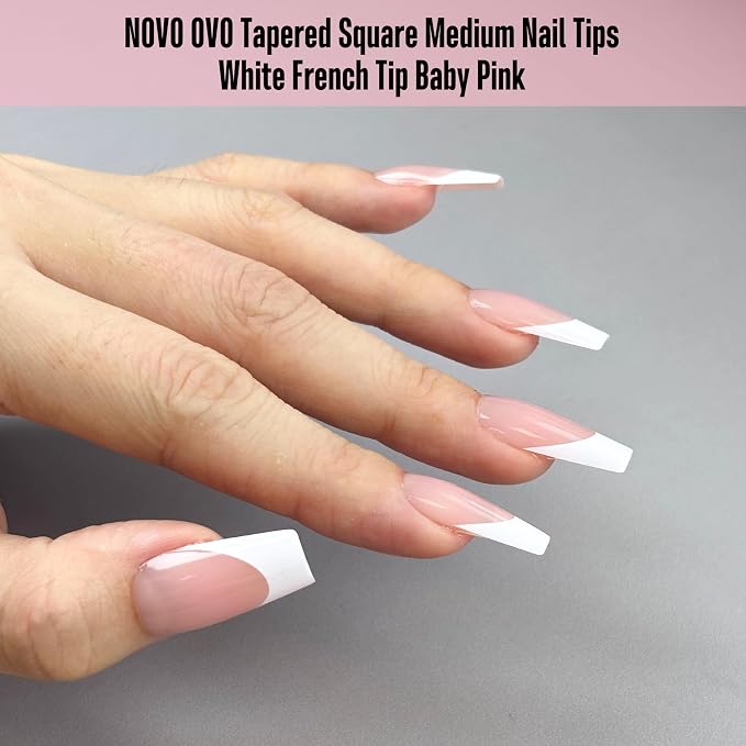 Coffin White French Tip Baby Pink