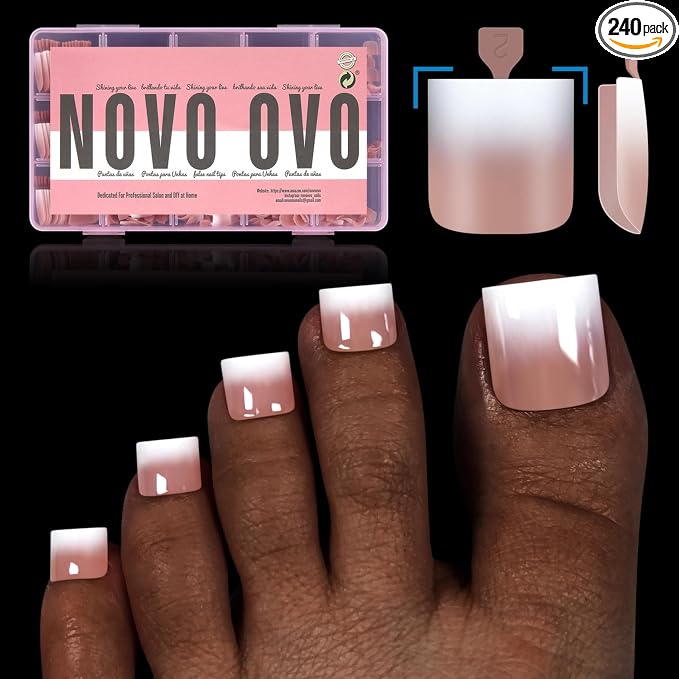 Sharp Square Toe Nail tips Ombre Brown Pink