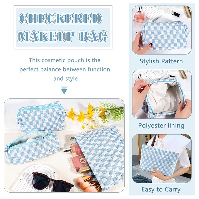 B-Checkered 3Pcs Mix Blue