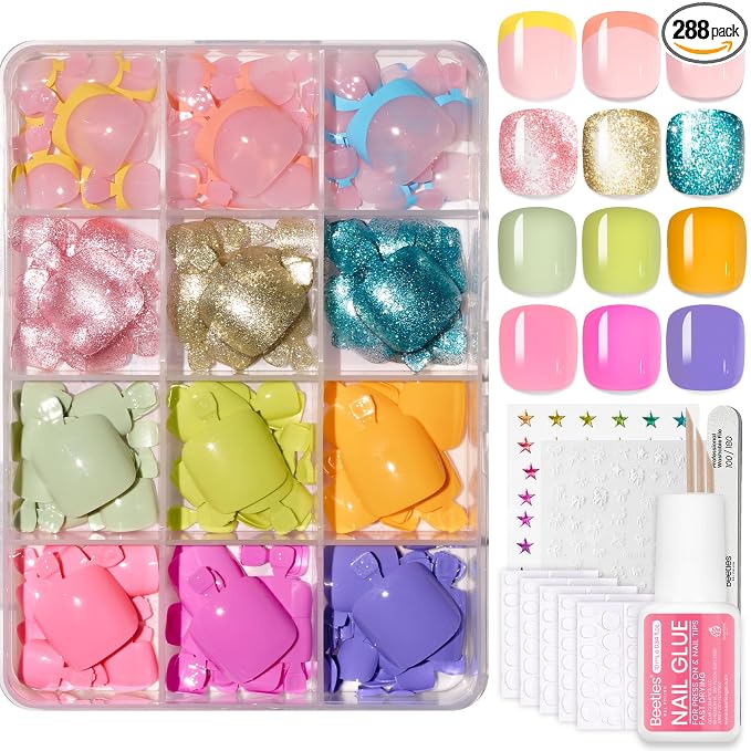 C - ToeNails Kit | Short Squoval | Toenails 288PCS