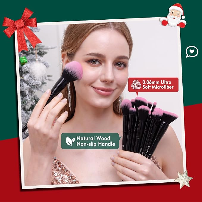 18Pcs Fuchsia Black+Holder