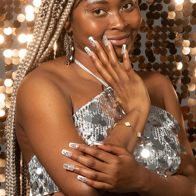 Candy Diamonds White French Tip