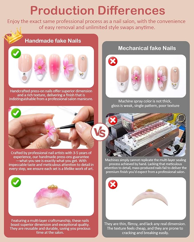 3D Brown flowered Almond Press On Nails