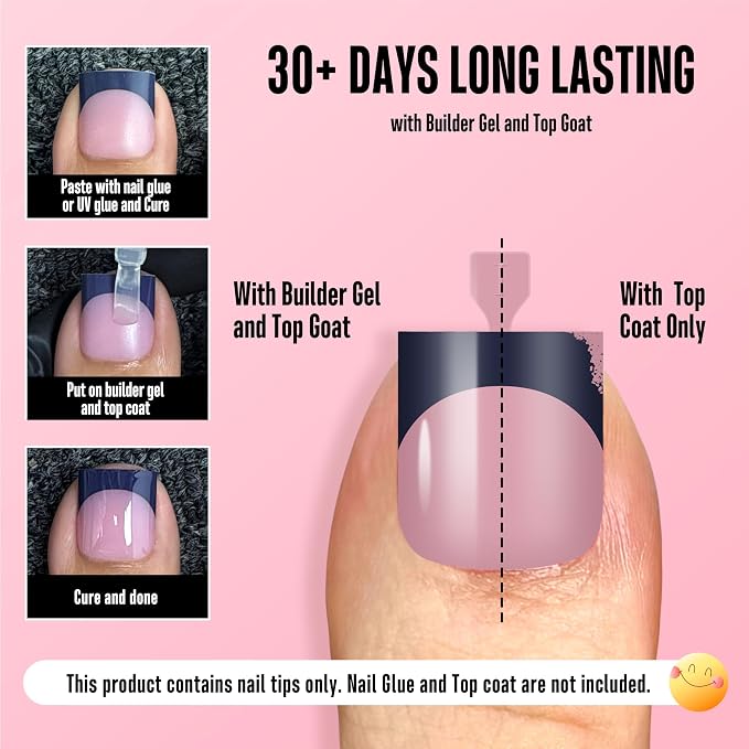 Sharp Square Toe Nail Tips BERRY PINK 8 color for winter