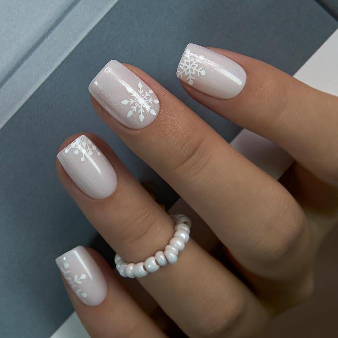White Snowflake Nails