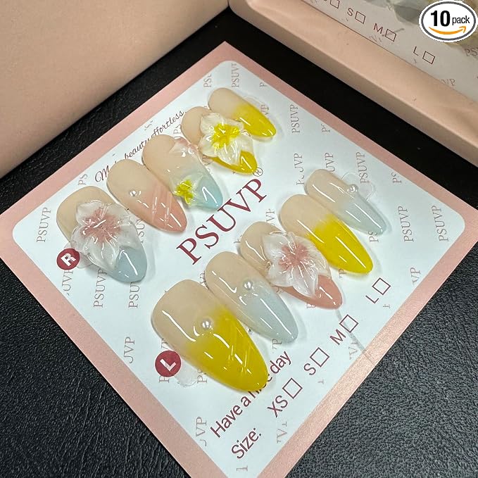 3D Pastel ice flowers nails
