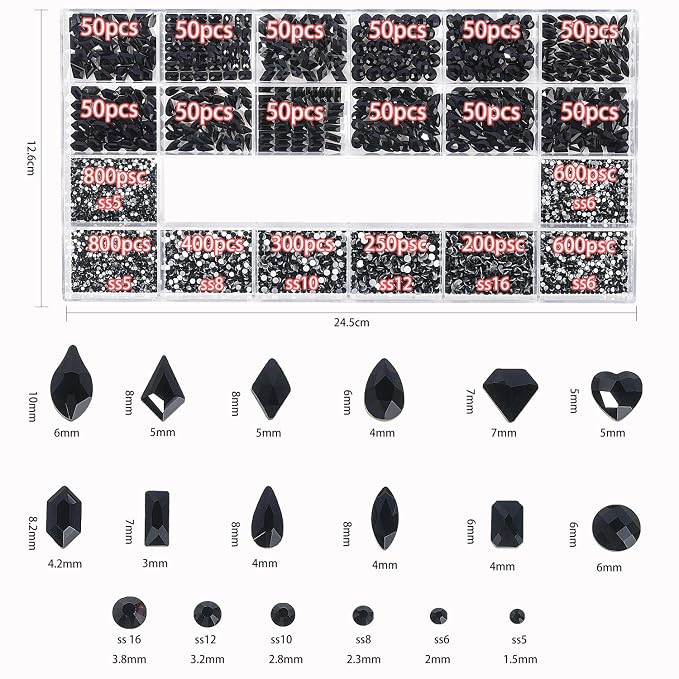 Black Nail Rhinestones