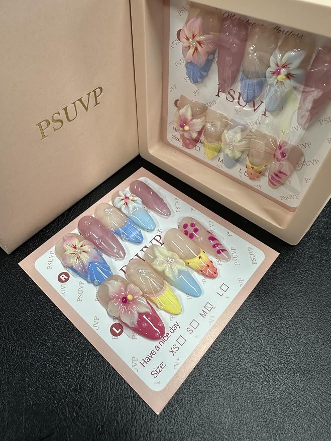 Dopamine Summer 3D Flower Press On Nails