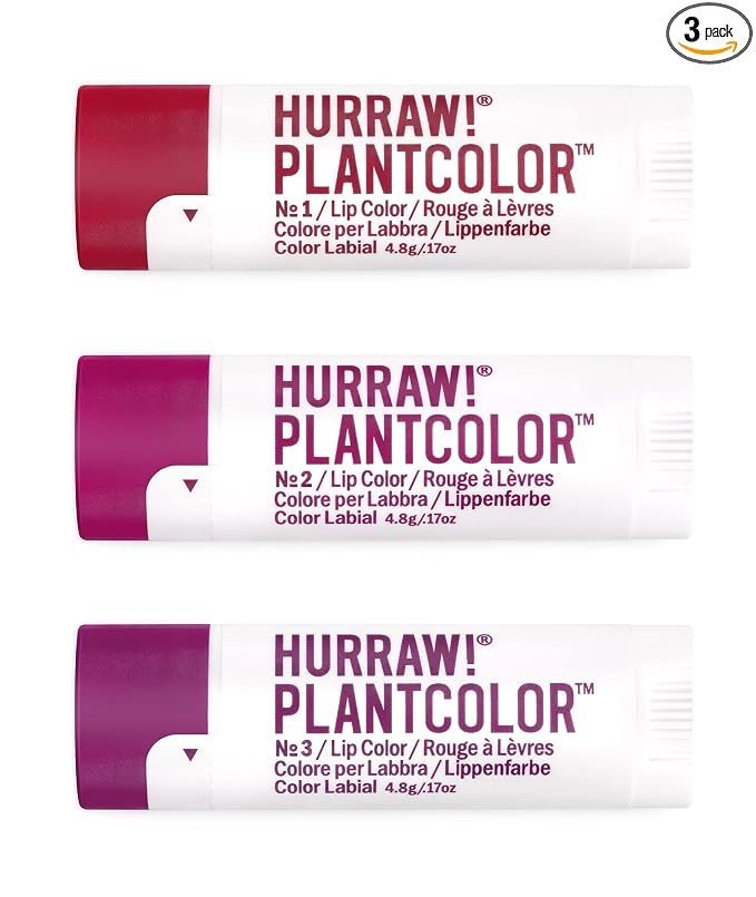 Hurraw! LIP COLOR №1 (RED), №2 (RED/PURPLE), №3 (PINK/PURPLE)