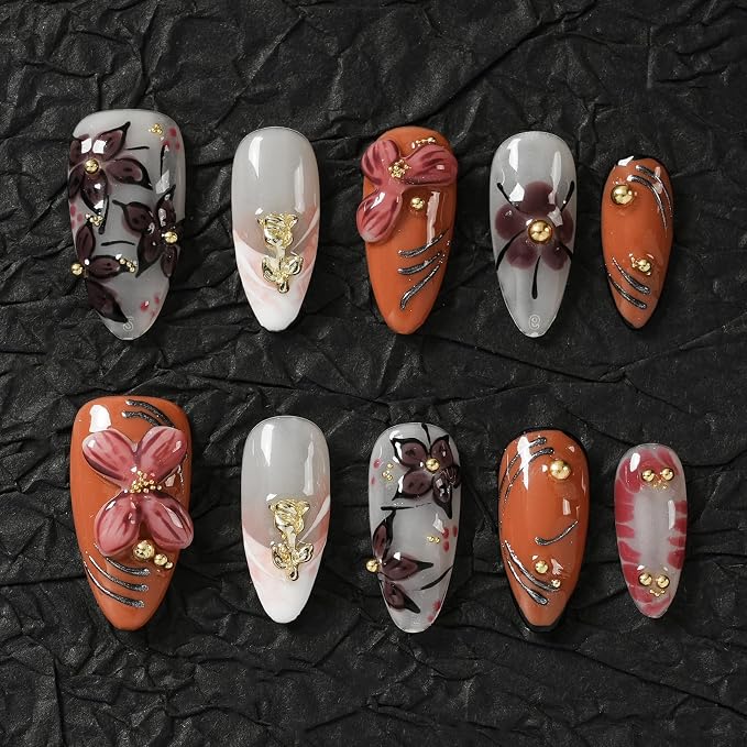 Orange Pink Flower Glaze