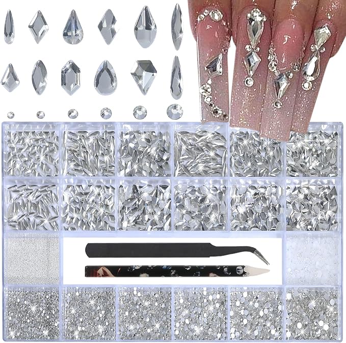 White Nail Rhinestones