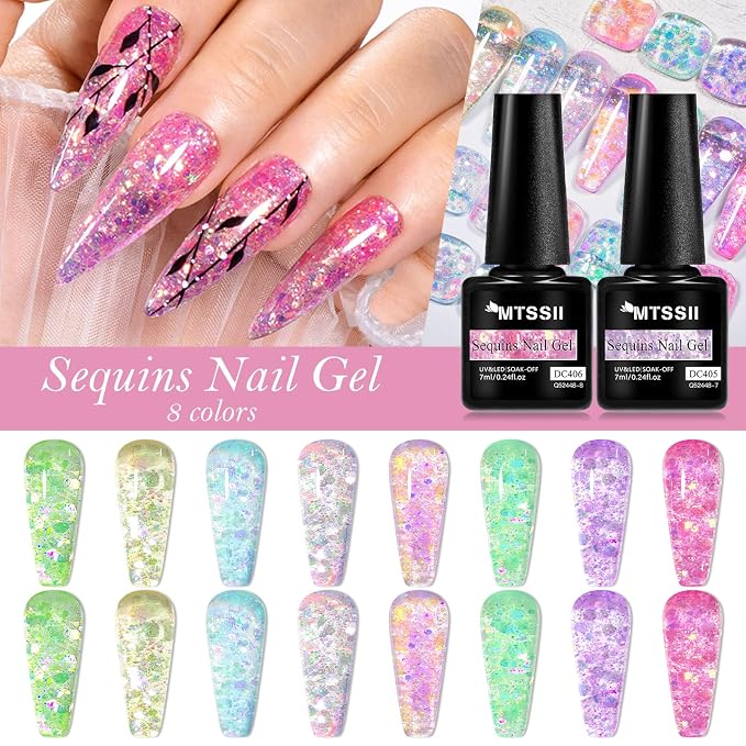 8 Pcs Jelly Glitter Sequins