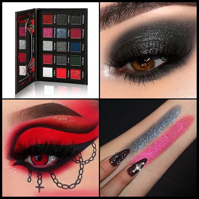 15 shades black red eyeshadow
